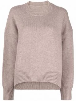 12 STOREEZ Soldes Magasin 42 12 STOREEZ LIGHT COFFEE Pull En Cachemire Mélangé à Col Rond Femme