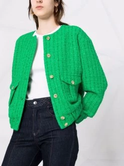 12 STOREEZ GREEN Veste Bomber En Tweed Femme -12 STOREEZ Soldes Magasin 17659219 37207302 600