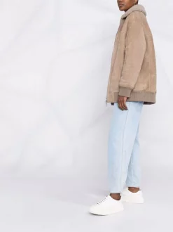 12 STOREEZ Veste Bomber En Peau Retournée LIGHT COFFEE -12 STOREEZ Soldes Magasin 17659222 37231253 600