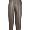 12 STOREEZ DARK KHAKI Pantalon Fuselé En Cuir Artificiel Femme