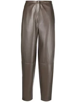 12 STOREEZ DARK KHAKI Pantalon Fuselé En Cuir Artificiel Femme