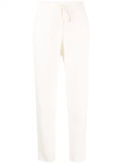12 STOREEZ IVORY Pantalon Droit à Lien De Resserrage Femme