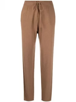12 STOREEZ CARAMEL Pantalon En Cachemire à Lien De Resserrage Femme