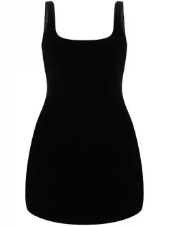 12 STOREEZ Robe Courte En Velours à Encolure Carrée Femme