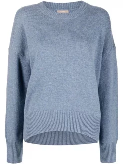 12 STOREEZ Pull En Laine Mélangée à Col Rond BLUE