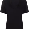12 STOREEZ T-shirt En Coton Stretch à Col V BLACK