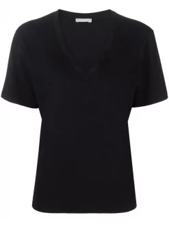 12 STOREEZ T-shirt En Coton Stretch à Col V BLACK