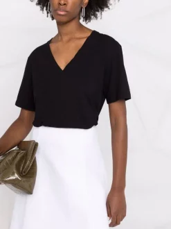 12 STOREEZ T-shirt En Coton Stretch à Col V BLACK -12 STOREEZ Soldes Magasin 17660157 37531080 600