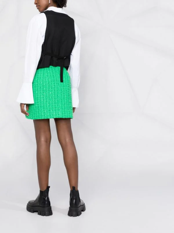 12 STOREEZ Minijupe En Tweed à Taille Haute GREEN 6 12 STOREEZ Minijupe En Tweed à Taille Haute GREEN – Image 6