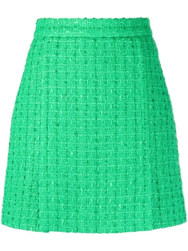 12 STOREEZ Minijupe En Tweed à Taille Haute GREEN 1 12 STOREEZ Minijupe En Tweed à Taille Haute GREEN