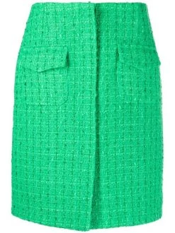 12 STOREEZ GREEN Minijupe En Tweed à Taille Haute Femme
