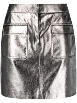 12 STOREEZ Jupe Taille-haute à Fini Métallisé ANTIQUE SILVER