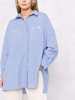 12 STOREEZ BLUE Chemise Rayée à Fentes Latérales Femme -12 STOREEZ Soldes Magasin 17715838 37392454 600