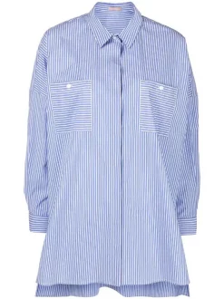 12 STOREEZ BLUE Chemise Rayée à Fentes Latérales Femme