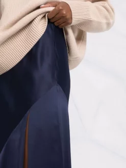 12 STOREEZ NAVY Jupe Longue à Fente Latérale Femme -12 STOREEZ Soldes Magasin 17715839 37391334 600