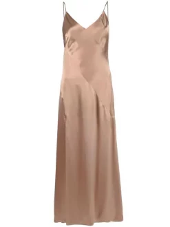 12 STOREEZ Robe Longue En Soie Femme