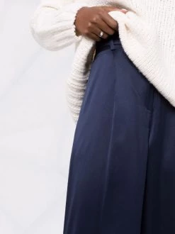 12 STOREEZ Pantalon Ample En Soie NAVY -12 STOREEZ Soldes Magasin 17717200 37391602 600