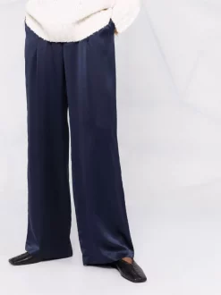 12 STOREEZ Pantalon Ample En Soie NAVY -12 STOREEZ Soldes Magasin 17717200 37391603 600