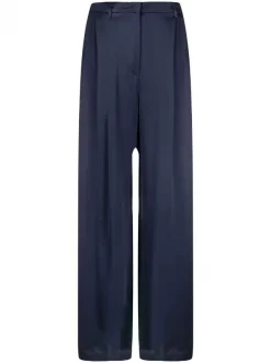 12 STOREEZ Pantalon Ample En Soie NAVY