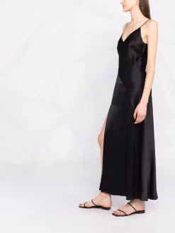 12 STOREEZ Robe En Soie à Col V BLACK -12 STOREEZ Soldes Magasin 17717201 37392464 600