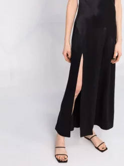 12 STOREEZ Robe En Soie à Col V BLACK -12 STOREEZ Soldes Magasin 17717201 37393433 600