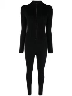 12 STOREEZ Combinaison Nervurée En Laine Mérinos Mélangée BLACK