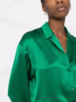 ( Nouvelle Collection ) 12 STOREEZ Chemise En Soie à Manches Longues GREEN -12 STOREEZ Soldes Magasin 17822536 37961666 600