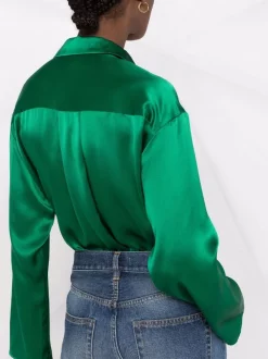 ( Nouvelle Collection ) 12 STOREEZ Chemise En Soie à Manches Longues GREEN -12 STOREEZ Soldes Magasin 17822536 37964176 600