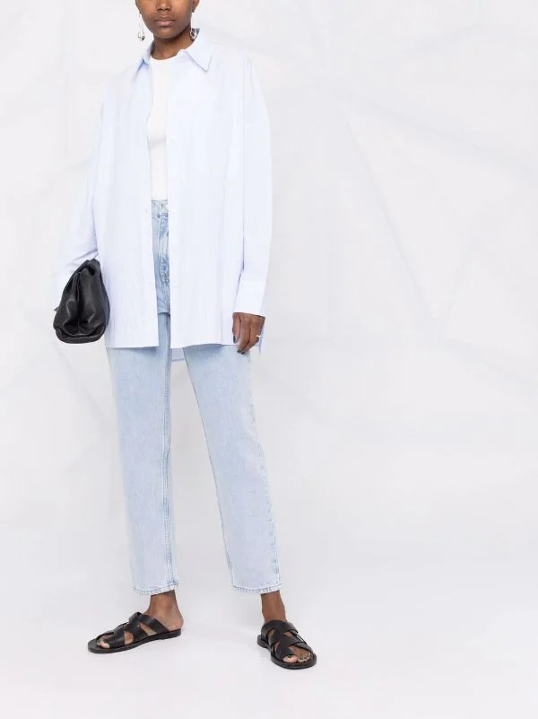 ( Nouvelle Collection ) 12 STOREEZ BLUE Chemise Imprimée à Fines Rayures Femme 2 ( Nouvelle Collection ) 12 STOREEZ BLUE Chemise Imprimée à Fines Rayures Femme – Image 2