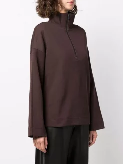 ( Nouvelle Collection ) 12 STOREEZ Bitter Chocolate Pull Nervuré à Col Zippé Femme -12 STOREEZ Soldes Magasin 17832355 38555830 600