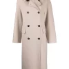 ( Nouvelle Collection ) 12 STOREEZ CREAMY Manteau Mi-long à Boutonnière Croisée Femme