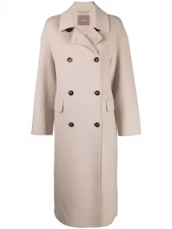 ( Nouvelle Collection ) 12 STOREEZ CREAMY Manteau Mi-long à Boutonnière Croisée Femme