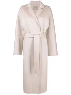 ( Nouvelle Collection ) 12 STOREEZ Manteau En Cachemire à Taille Ceinturée CREAMY