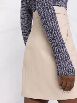 ( Nouvelle Collection ) 12 STOREEZ Jupe En Cuir à Design à Empiècements Femme -12 STOREEZ Soldes Magasin 17930946 37932896 600