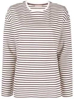 ( Nouvelle Collection ) 12 STOREEZ T-shirt Rayé à Manches Longues Milk