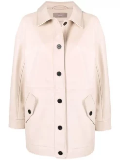 ( Nouvelle Collection ) 12 STOREEZ Light-beige Surchemise En Cuir Femme