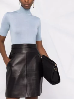 ( Nouvelle Collection ) 12 STOREEZ Jupe En Cuir à Design à Empiècements Femme -12 STOREEZ Soldes Magasin 17931358 37925553 600