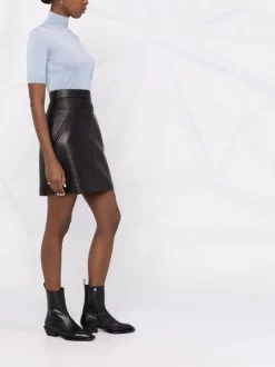 ( Nouvelle Collection ) 12 STOREEZ Jupe En Cuir à Design à Empiècements Femme -12 STOREEZ Soldes Magasin 17931358 37927362 600