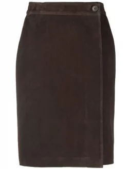 ( Nouvelle Collection ) 12 STOREEZ Jupe Portefeuille En Daim BROWN