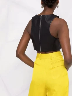 ( Nouvelle Collection ) 12 STOREEZ Débardeur Crop En Cuir BLACK -12 STOREEZ Soldes Magasin 17931360 37925304 600