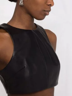 ( Nouvelle Collection ) 12 STOREEZ Débardeur Crop En Cuir BLACK -12 STOREEZ Soldes Magasin 17931360 37926908 600