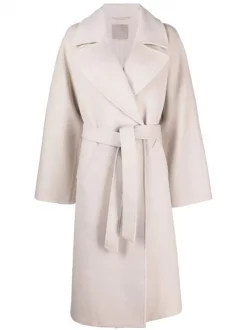 ( Nouvelle Collection ) 12 STOREEZ Manteau Mi-long à Taille Ceinturée CREAMY
