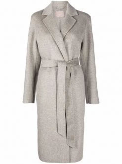 ( Nouvelle Collection ) 12 STOREEZ COFFEE WITH MILK Manteau En Laine à Taille Ceinturée Femme