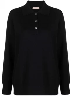 ( Nouvelle Collection ) 12 STOREEZ Pull En Laine Mélangée à Col Polo BLACK