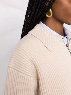 ( Nouvelle Collection ) 12 STOREEZ Light-beige Cardigan Zippé En Maille Nervurée Femme -12 STOREEZ Soldes Magasin 17946107 38152814 600