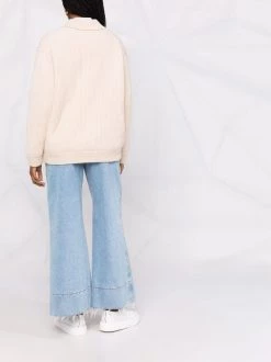 ( Nouvelle Collection ) 12 STOREEZ Light-beige Cardigan Zippé En Maille Nervurée Femme -12 STOREEZ Soldes Magasin 17946107 38152842 600