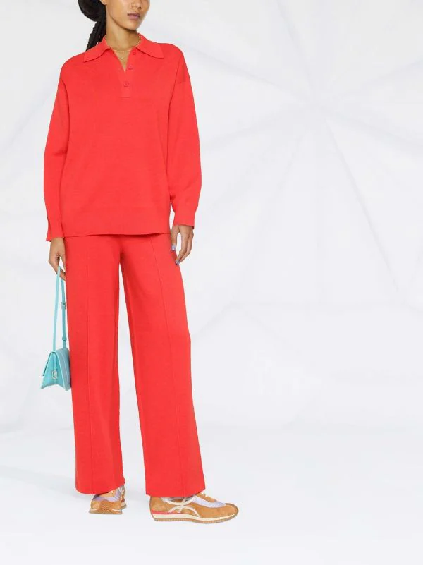 ( Nouvelle Collection ) 12 STOREEZ Pull En Laine Mélangée à Col Polo RED 2 ( Nouvelle Collection ) 12 STOREEZ Pull En Laine Mélangée à Col Polo RED – Image 2