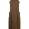 ( Nouvelle Collection ) 12 STOREEZ BROWN Robe Mi-longue à Dos Nu Femme