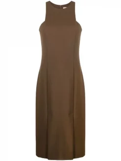 ( Nouvelle Collection ) 12 STOREEZ BROWN Robe Mi-longue à Dos Nu Femme