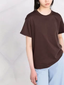 ( Nouvelle Collection ) 12 STOREEZ Bitter Chocolate T-shirt En Coton à Col Rond Femme -12 STOREEZ Soldes Magasin 17973272 38373432 600